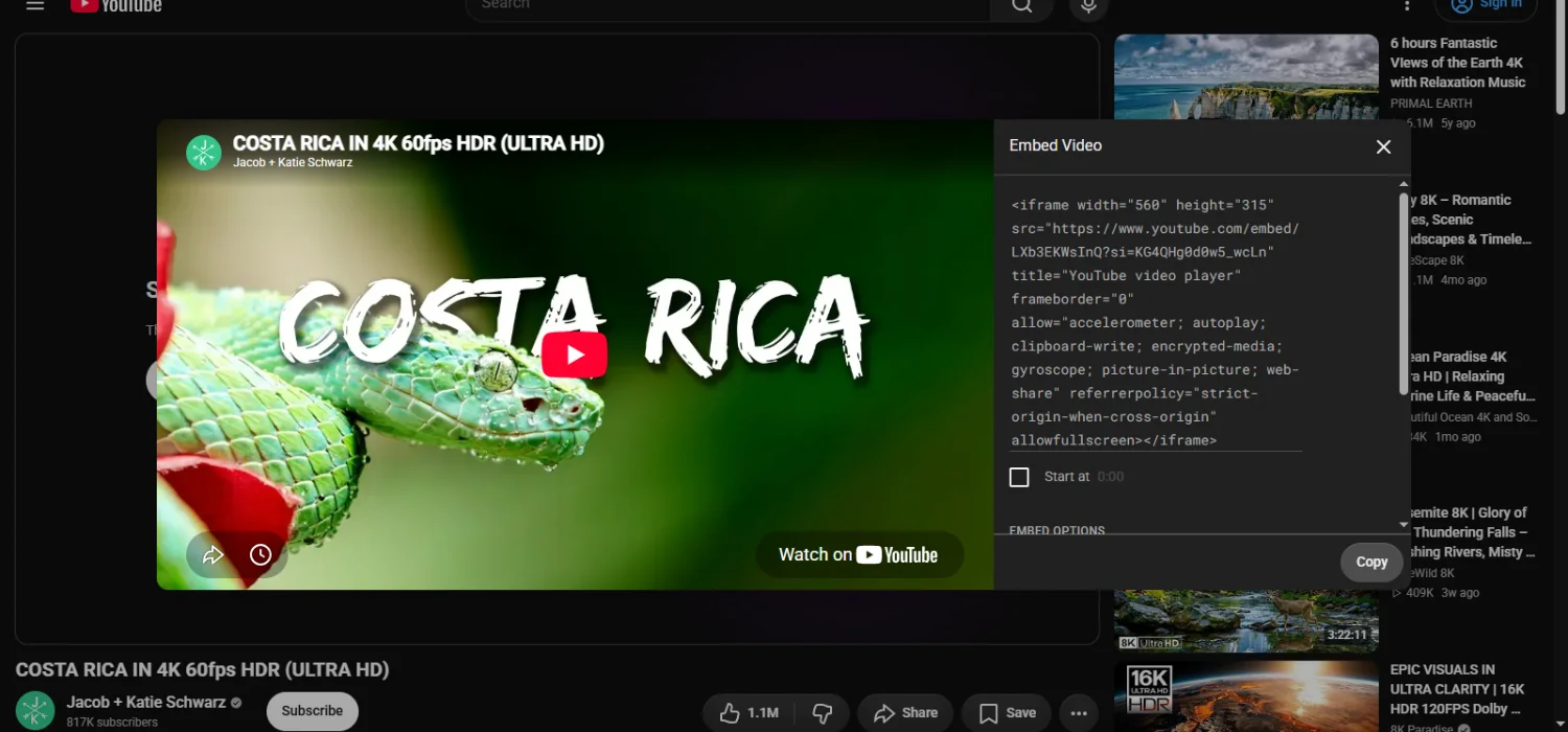 Iframe from youtube